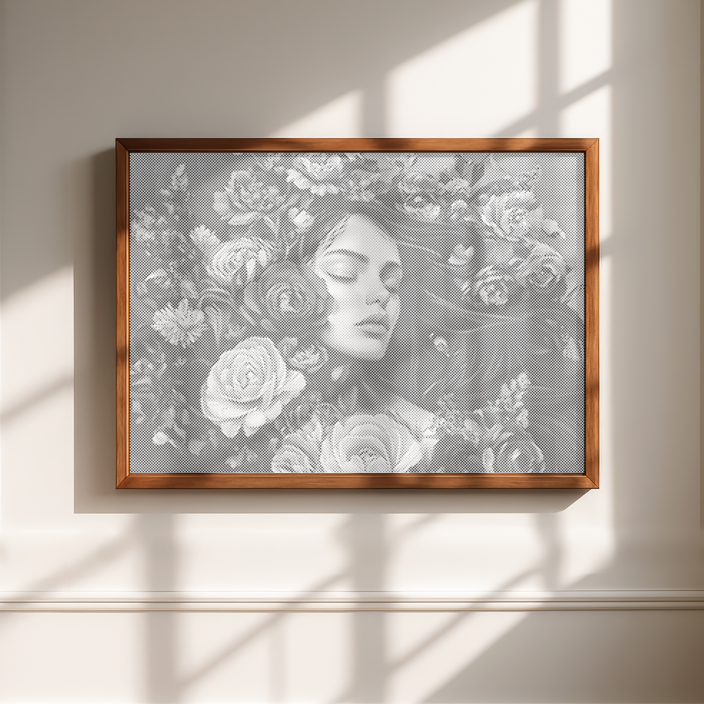 Woman in a Sea of Flowers Dot Painting Kit Scandinavian wall art