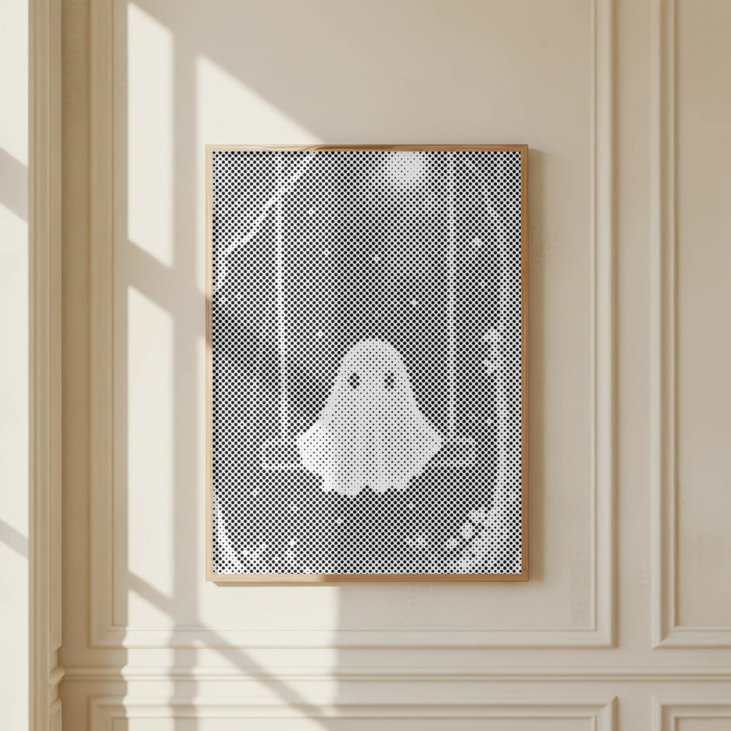Petit fantôme sur une balançoire • Peinture par points