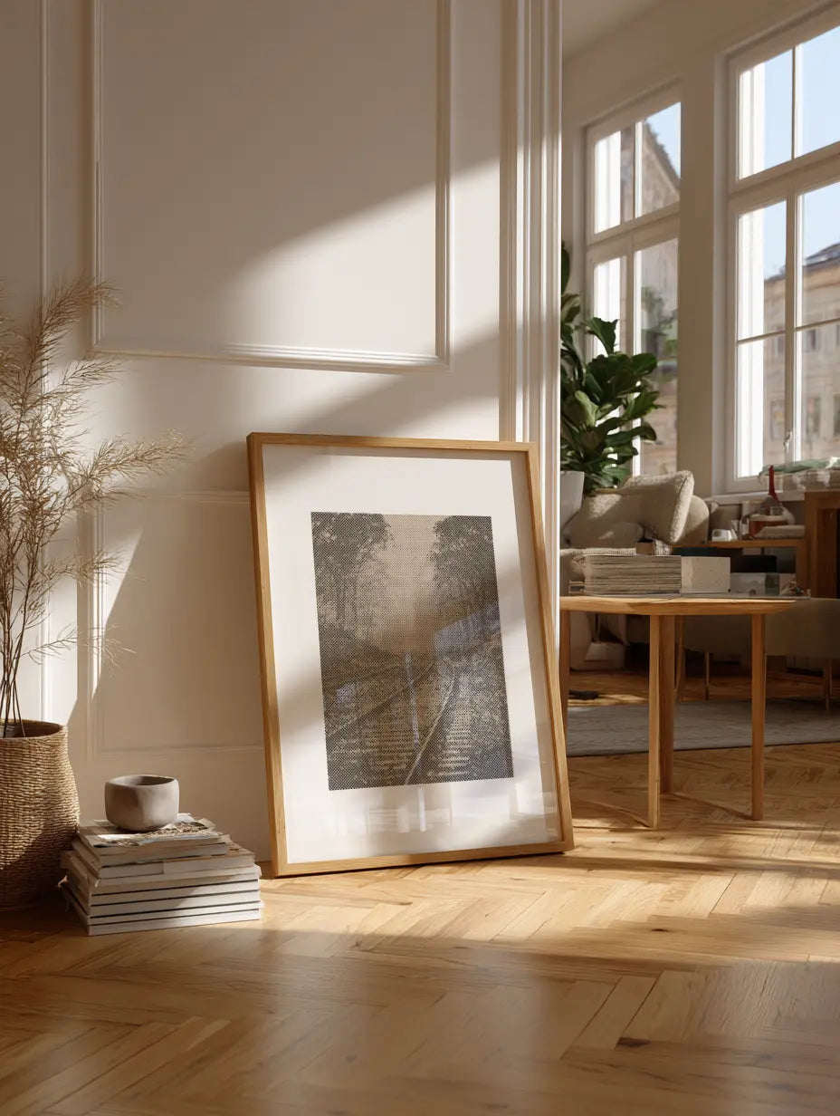 Gleise im Nebel – Wald | Peinture par Points Artisanale Kit Complet