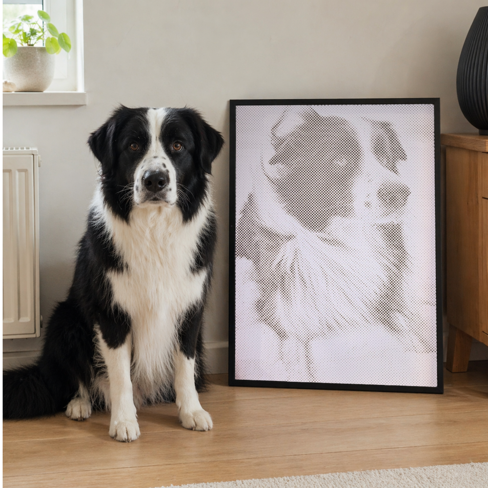 Une photo personnelle transformée en toile de peinture par points