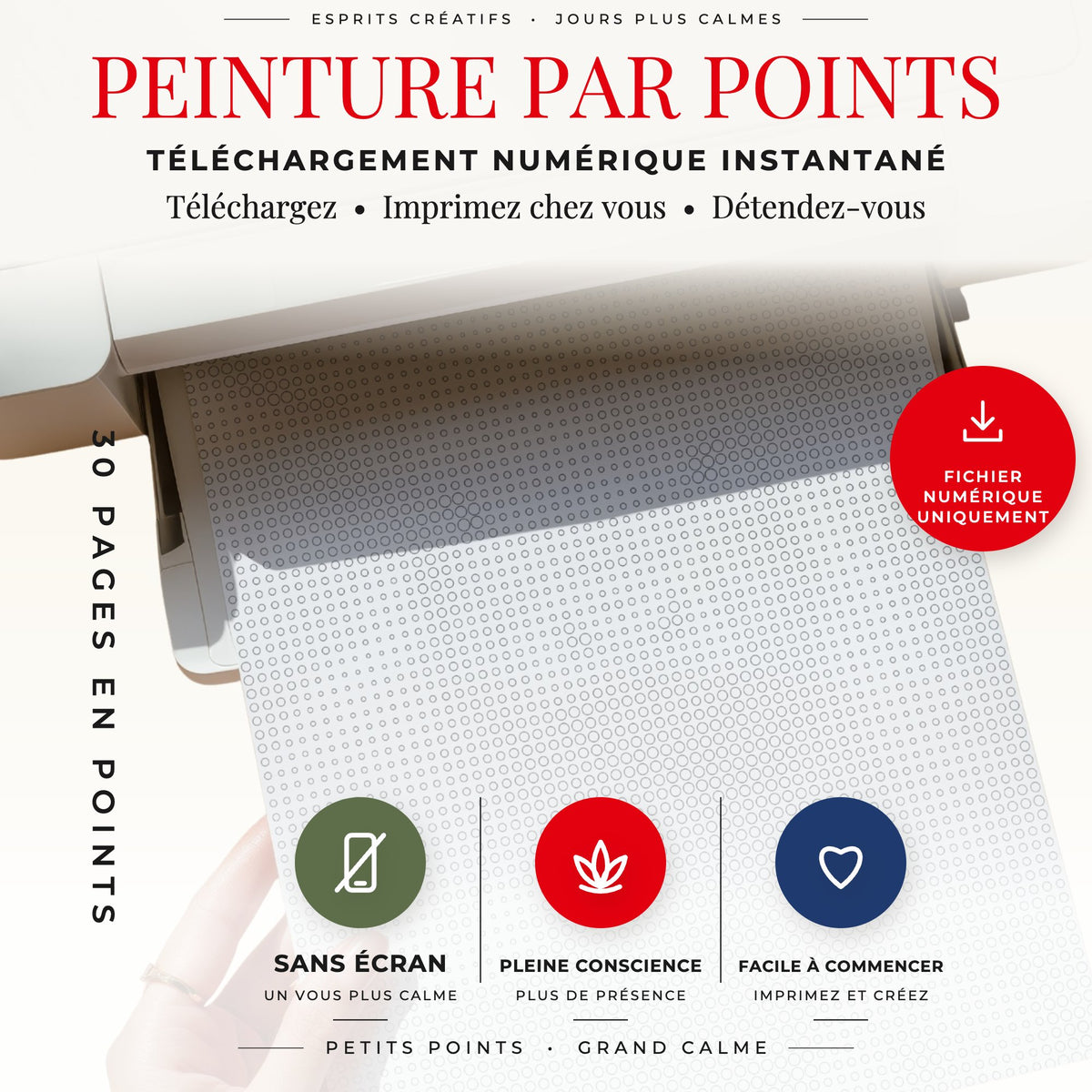 Livre Noël facile de peinture par points à imprimer pour pages A4 et US Letter