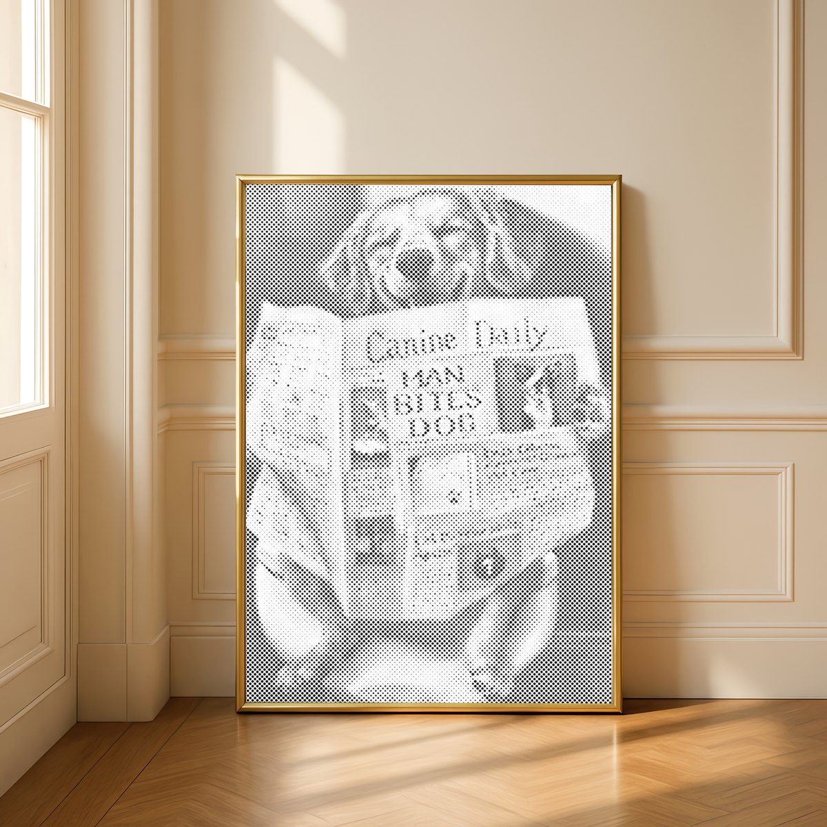 Chien aux toilettes • Peinture par points en œuvre de peinture par points terminée