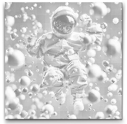 Dot Painting Abstrakter Raumfahrer – Punktmalerei Motiv mit futuristischem Astronauten
