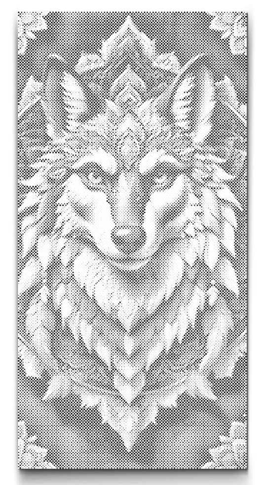 Dot Painting Wolf Mandala – Punktmalerei Motiv mit Wolfskopf im Mandala-Stil