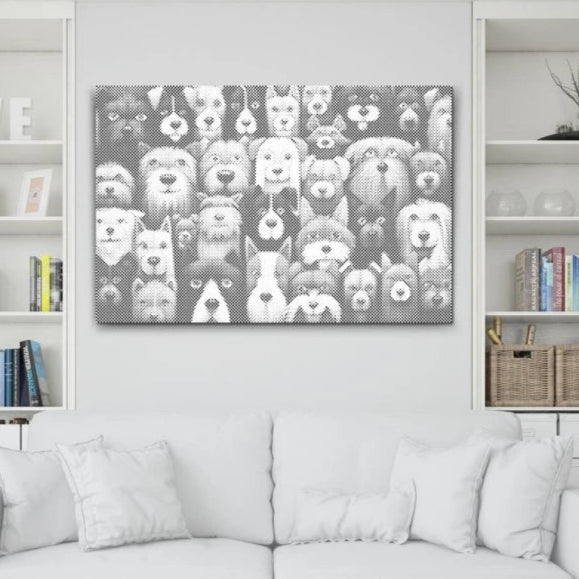 süße hunde dot painting kunstprojekt