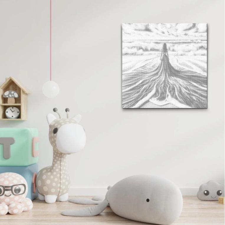 Zwischen Himmel und Meer | Peinture par Points Artisanale Kit Complet en œuvre de peinture par points terminée