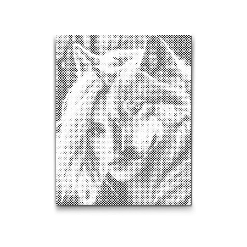 Dot Painting Porträt: Frau mit Wolf – verschmolzene Gesichter