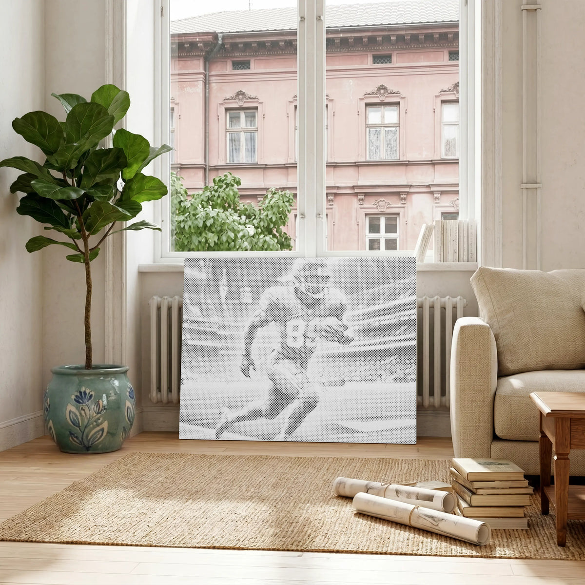 Amerikanischer Fußball | Peinture par Points Artisanale Kit Complet en œuvre de peinture par points terminée