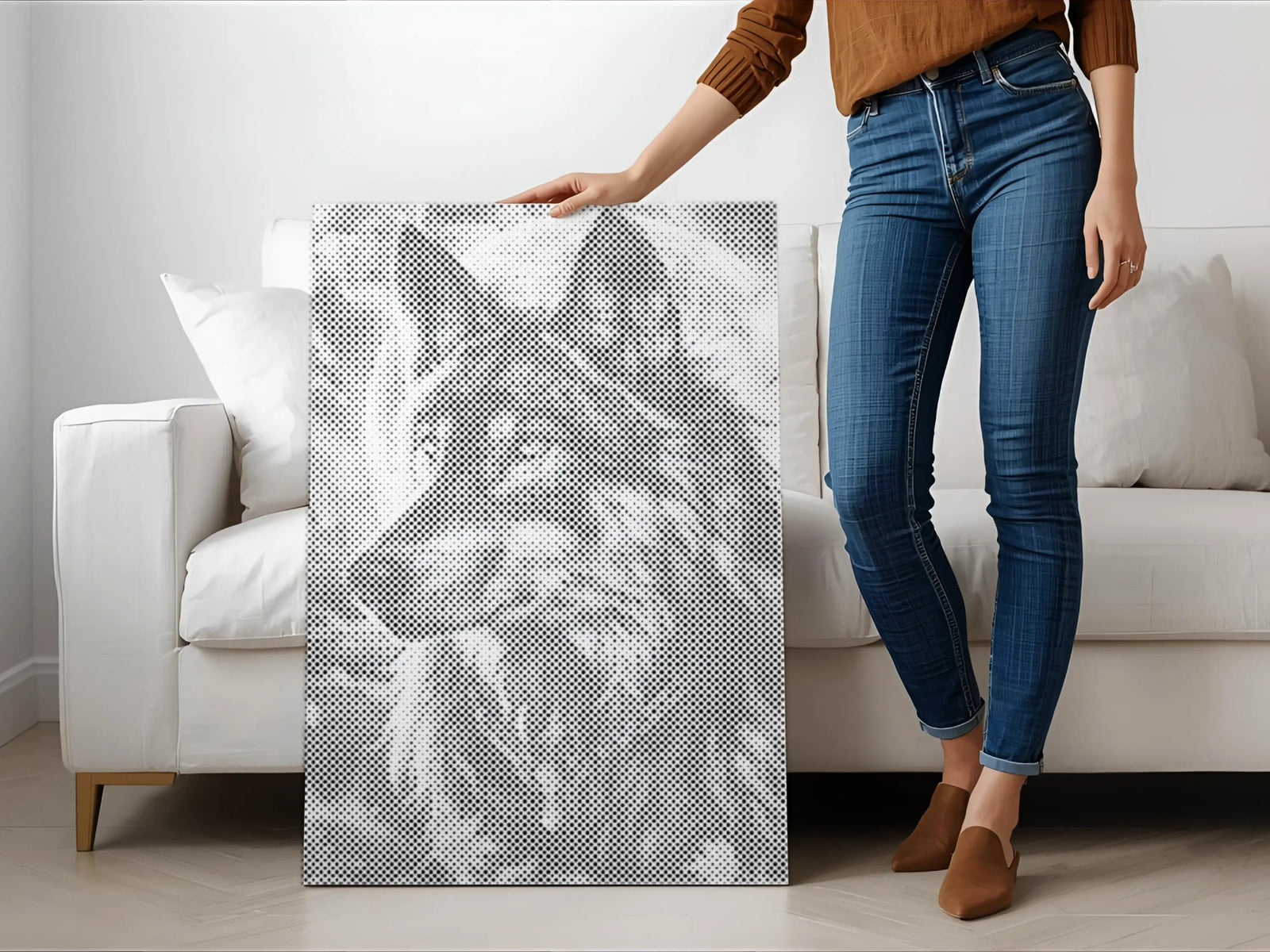 Kit de peinture par points animaux avec toile imprimée