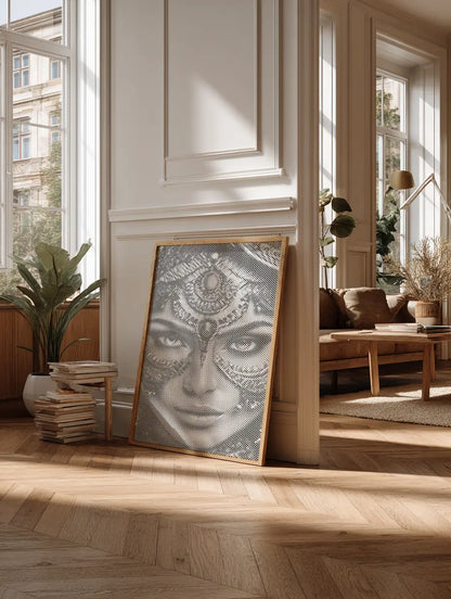 Femme arabe au masque de bijoux • Peinture par points