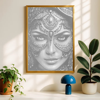 Femme arabe au masque de bijoux • Peinture par points