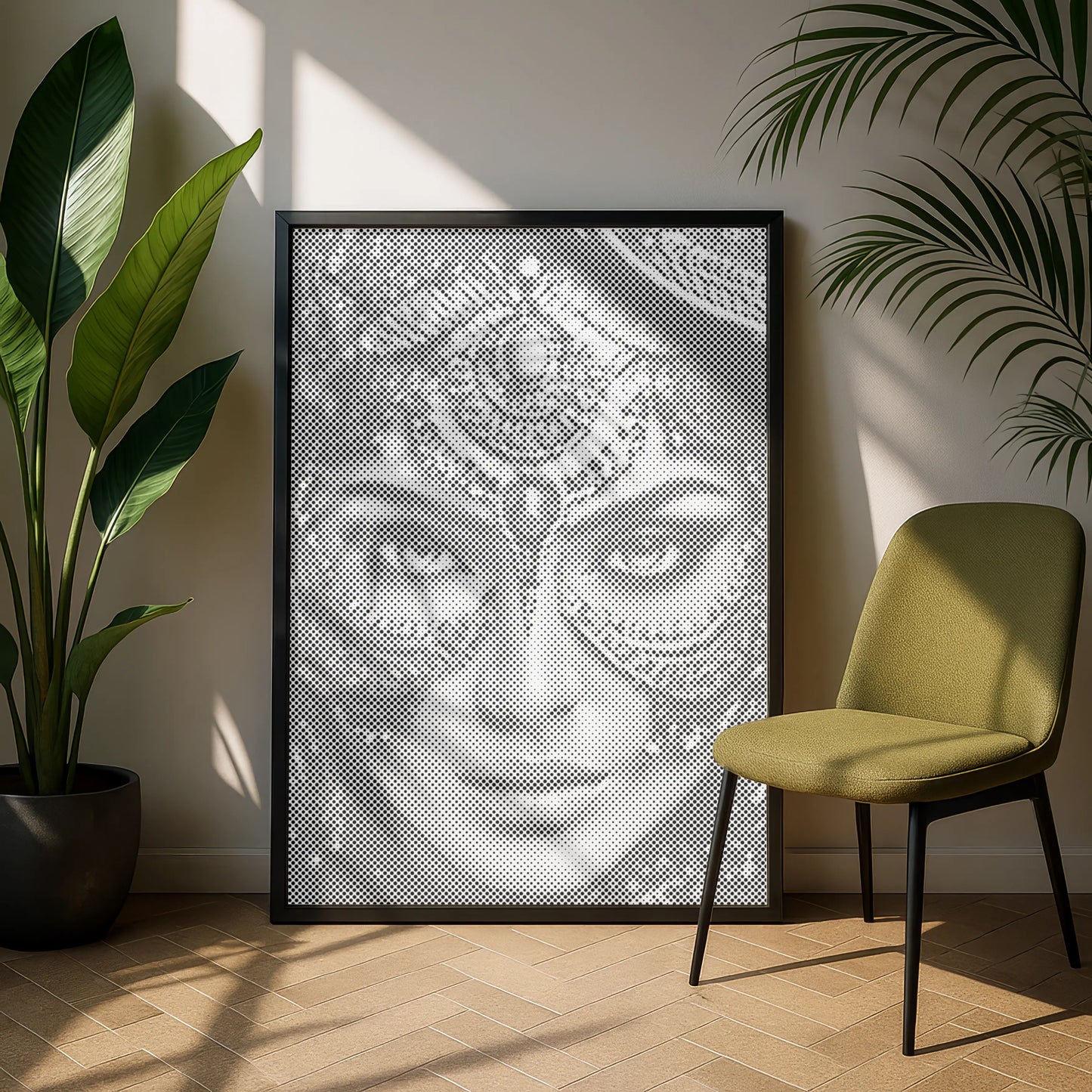 Femme arabe au masque de bijoux • Peinture par points