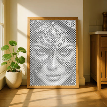 Femme arabe au masque de bijoux • Peinture par points