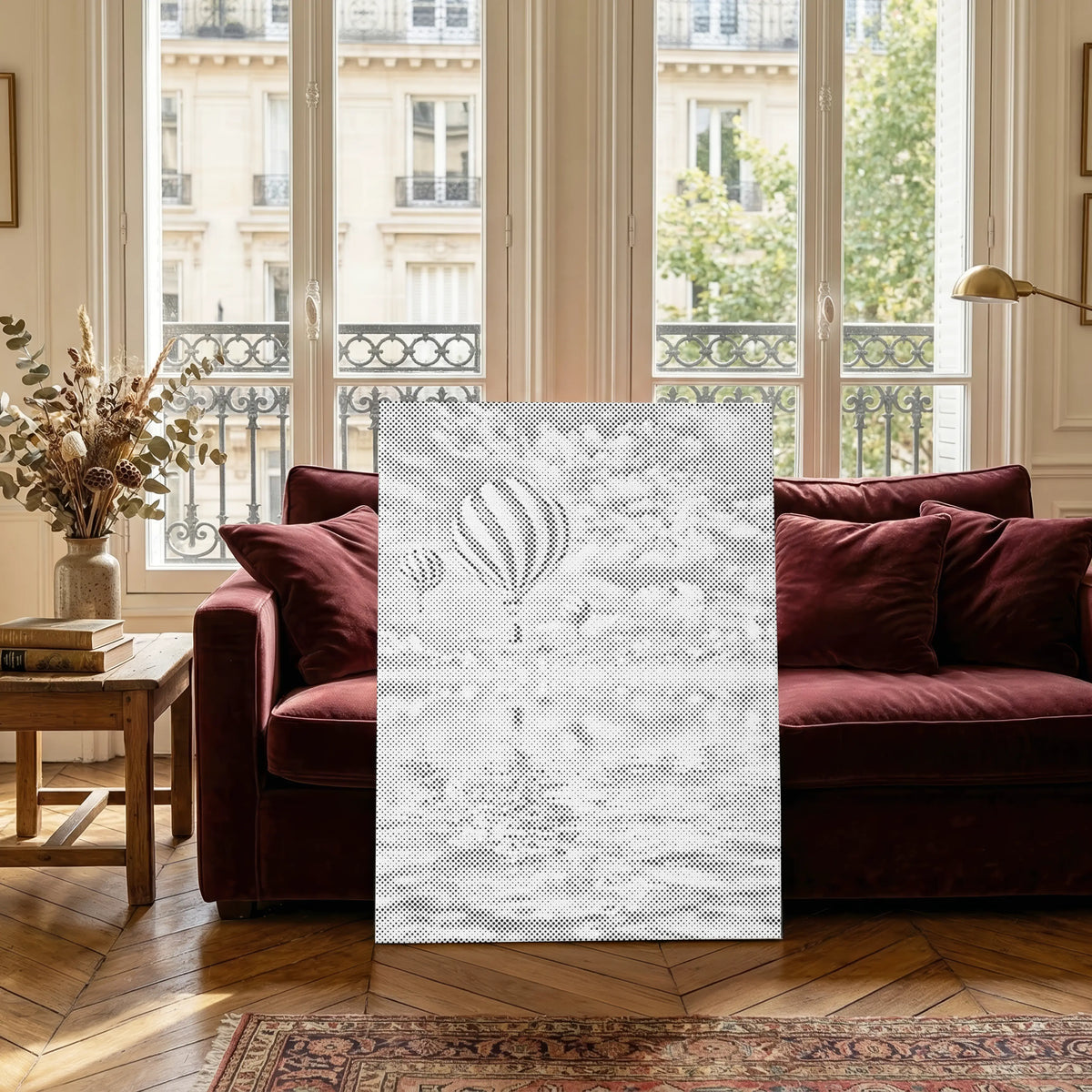 Montgolfières sur la mer | Peinture par points