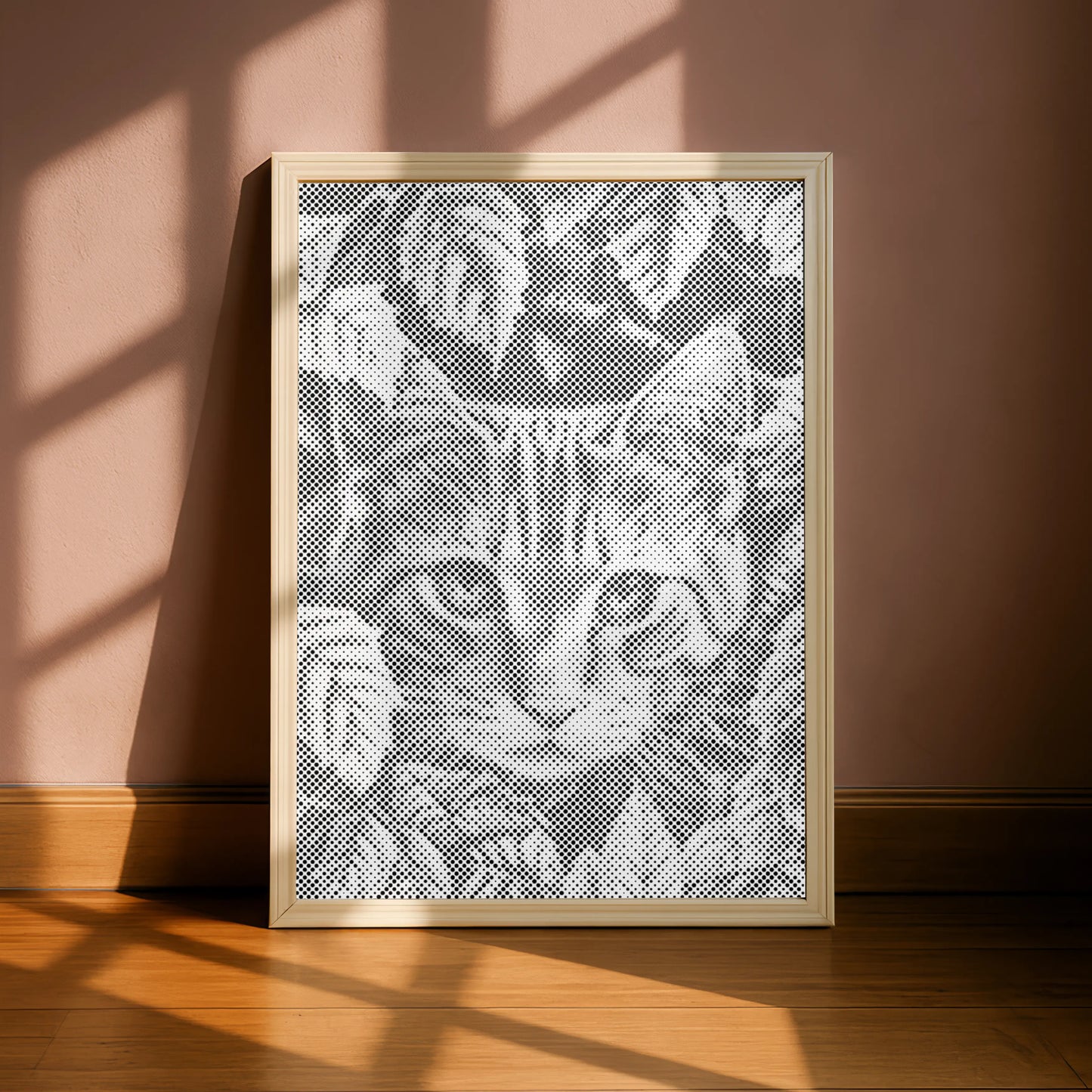 Chat jouant avec les feuilles • Peinture par points