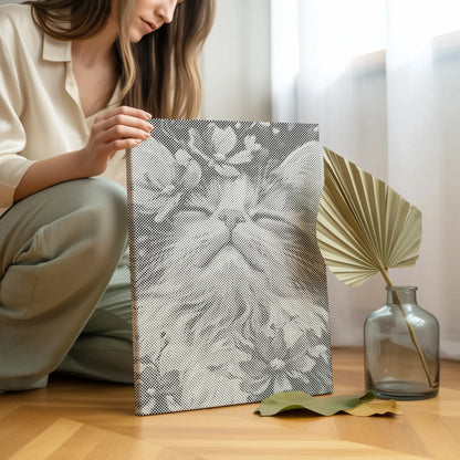 Chat avec fleurs • Peinture par points