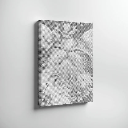 Chat avec fleurs • Peinture par points
