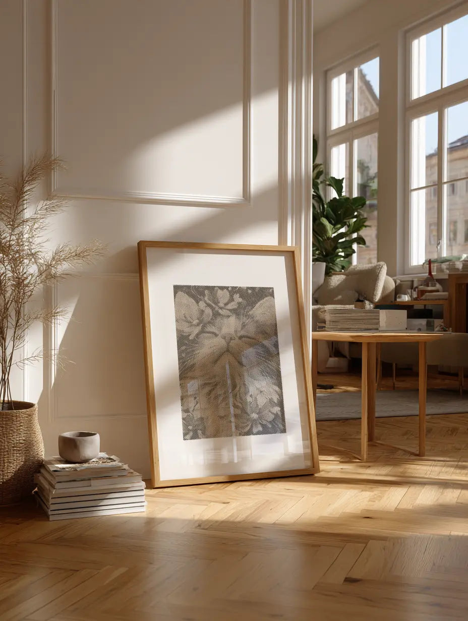 Chat avec fleurs • Peinture par points