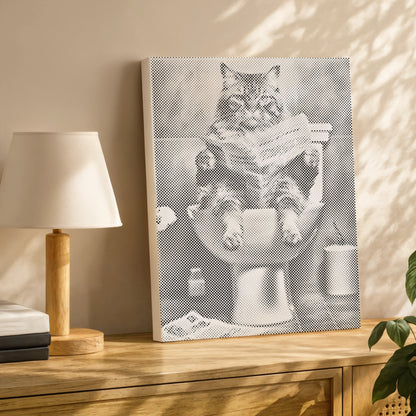 Chat aux toilettes • Peinture par points