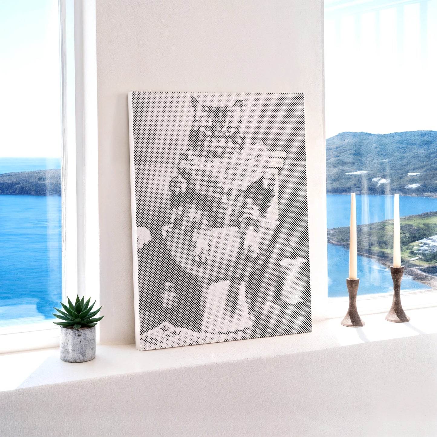 Chat aux toilettes • Peinture par points
