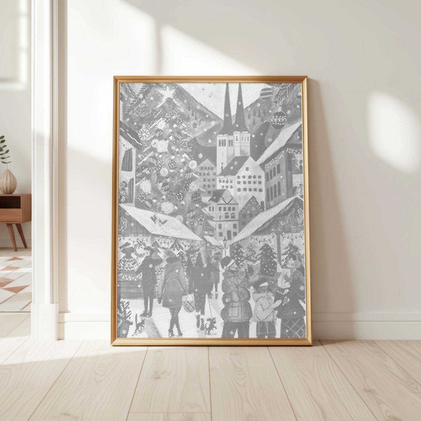 Marché de Noël à la montagne • Peinture par points
