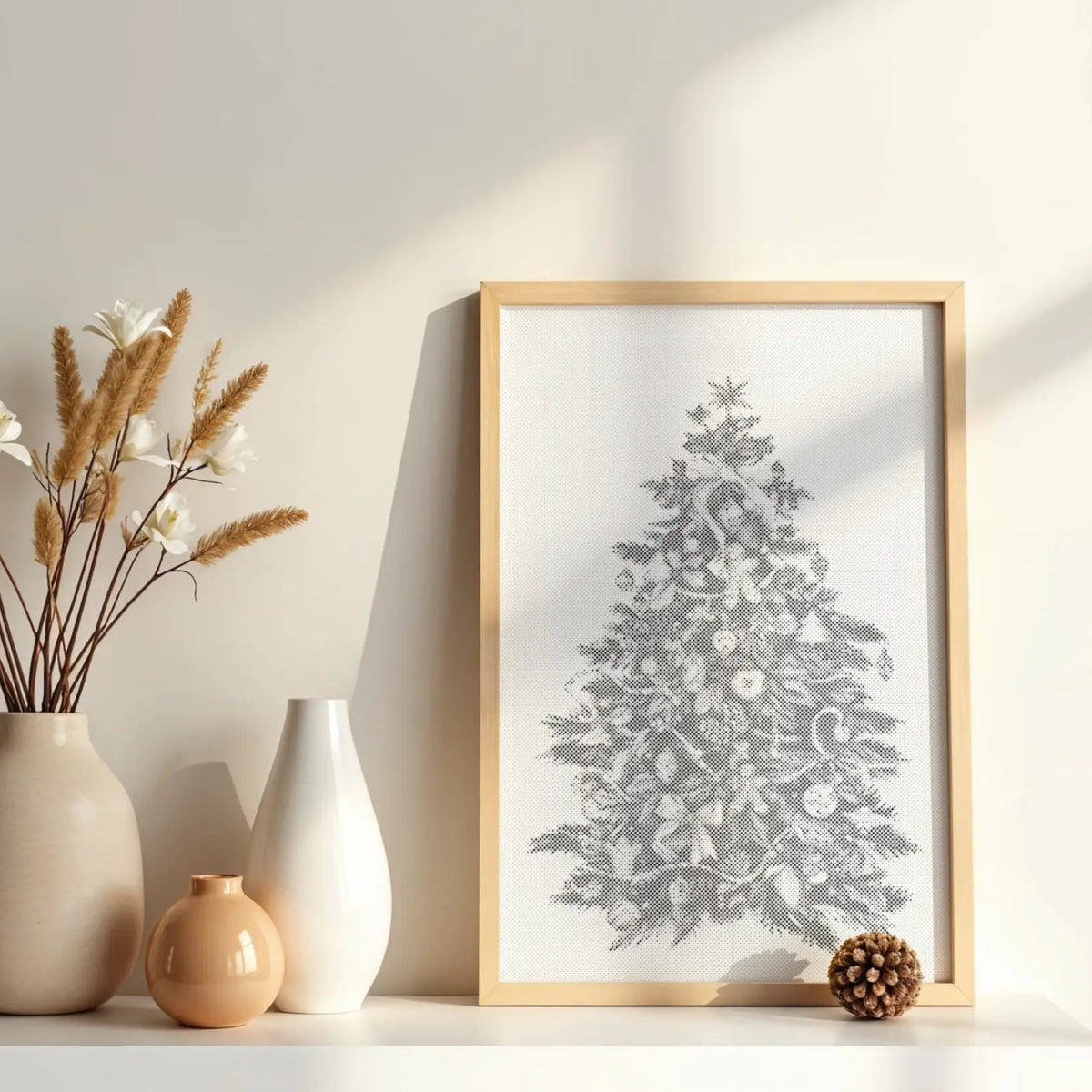 Sapin de Noël • Peinture par points en œuvre de peinture par points terminée