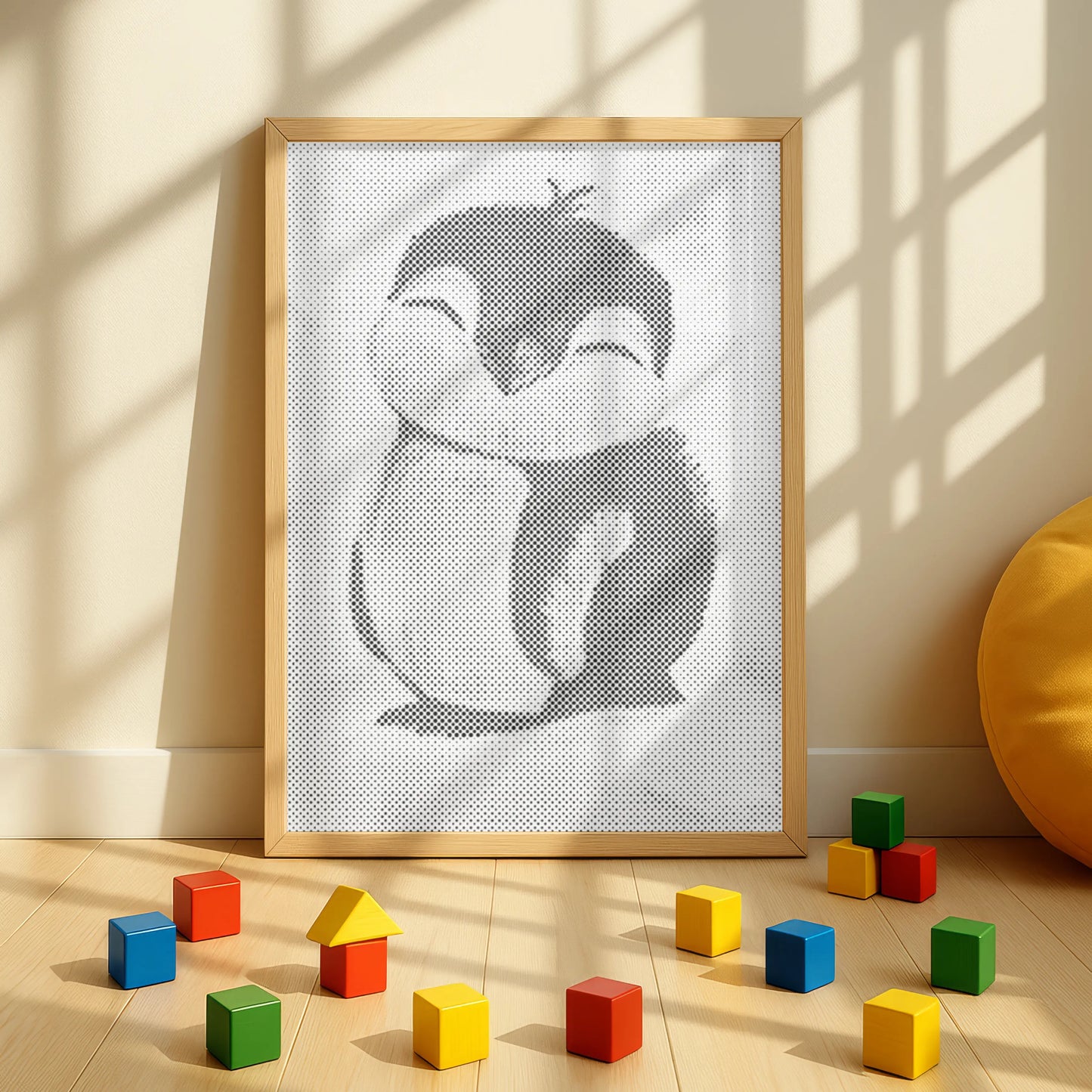 Bébé pingouin mignon • Peinture par points