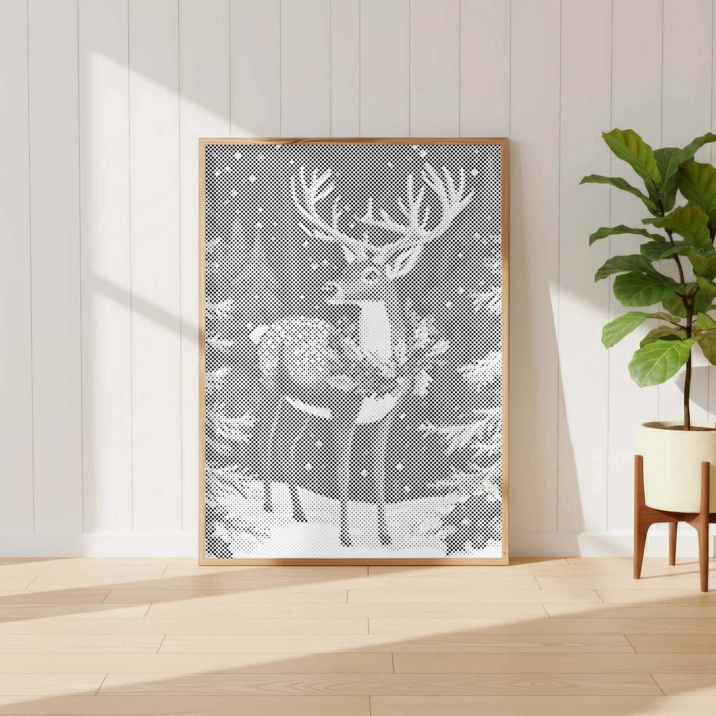 Cerf dans la forêt d’hiver • Peinture par points