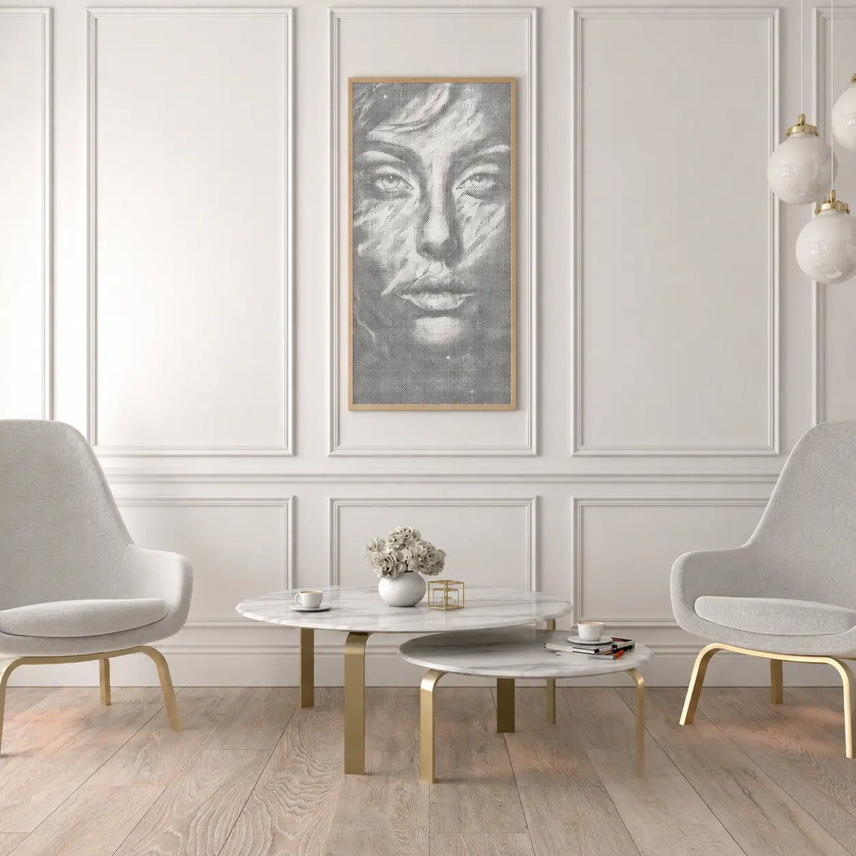Gesichter der Stille | Peinture par Points Artisanale Kit Complet en œuvre de peinture par points terminée