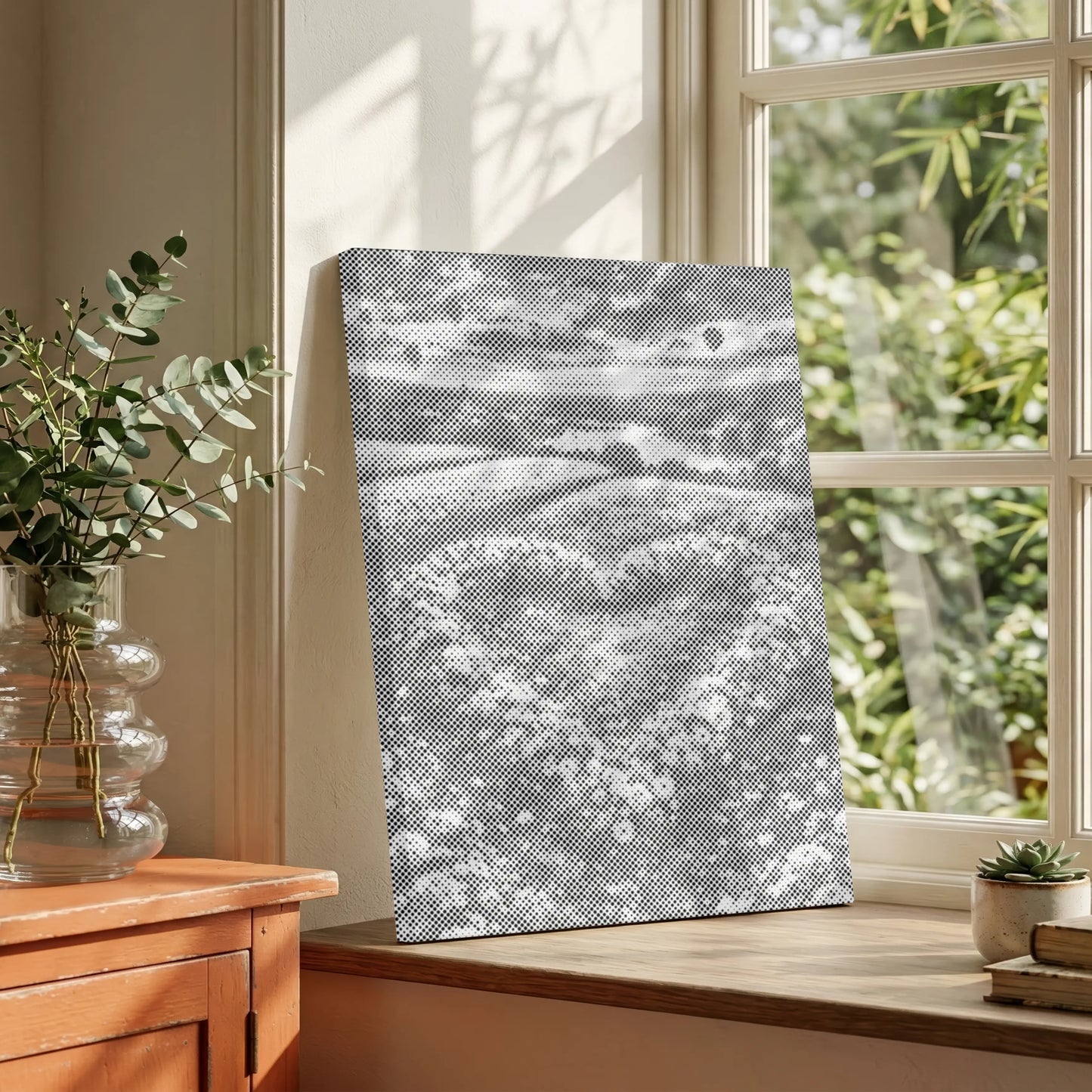 Cœur fleuri au coucher du soleil• Peinture par points