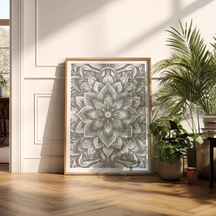 Mandala floral • Peinture par points en œuvre de peinture par points terminée