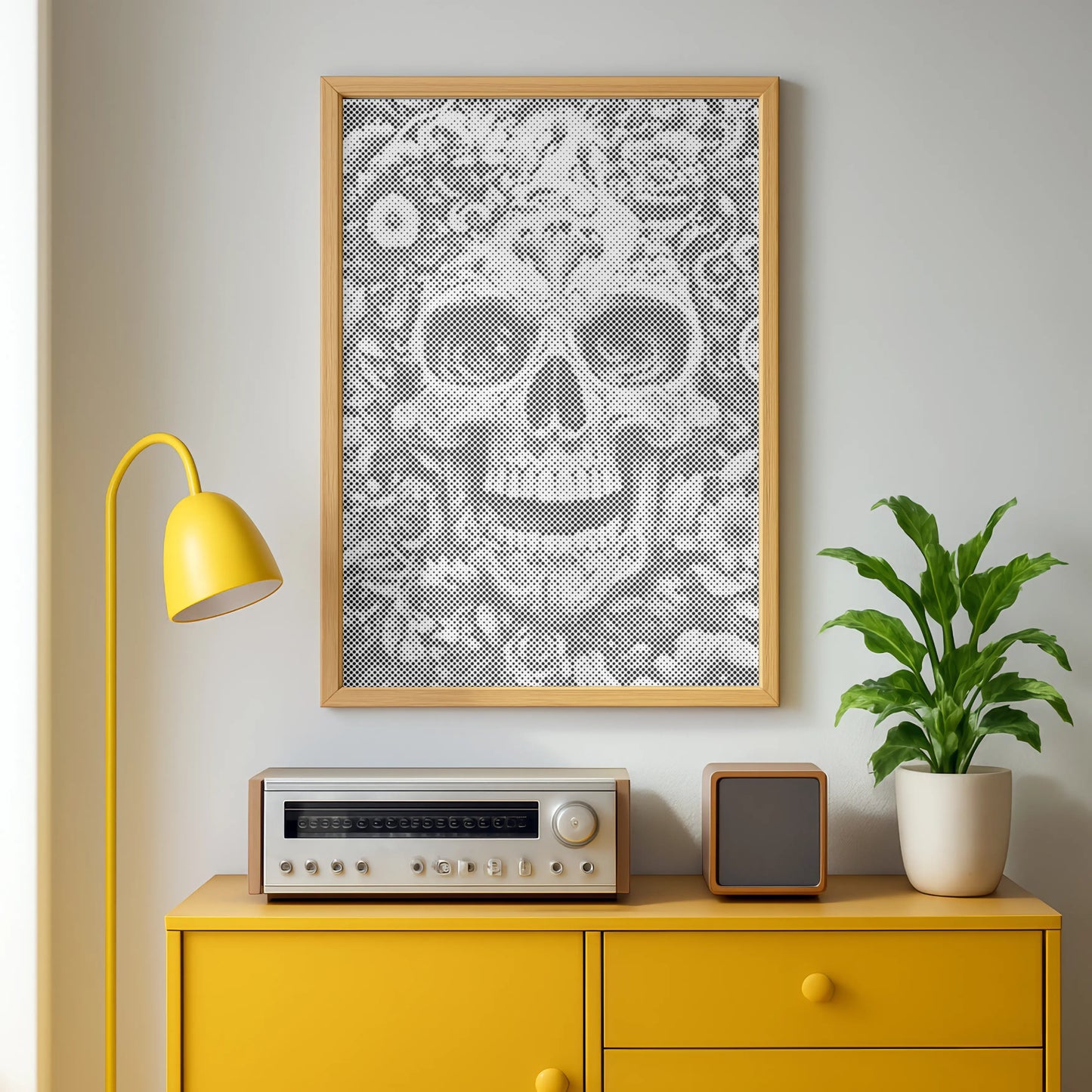 Crâne floral • Peinture par points