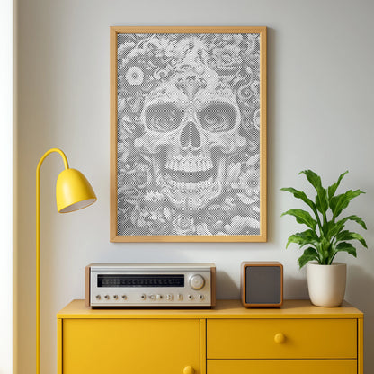 Crâne floral • Peinture par points