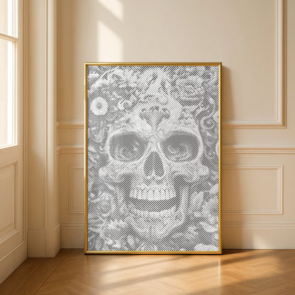 Crâne floral • Peinture par points