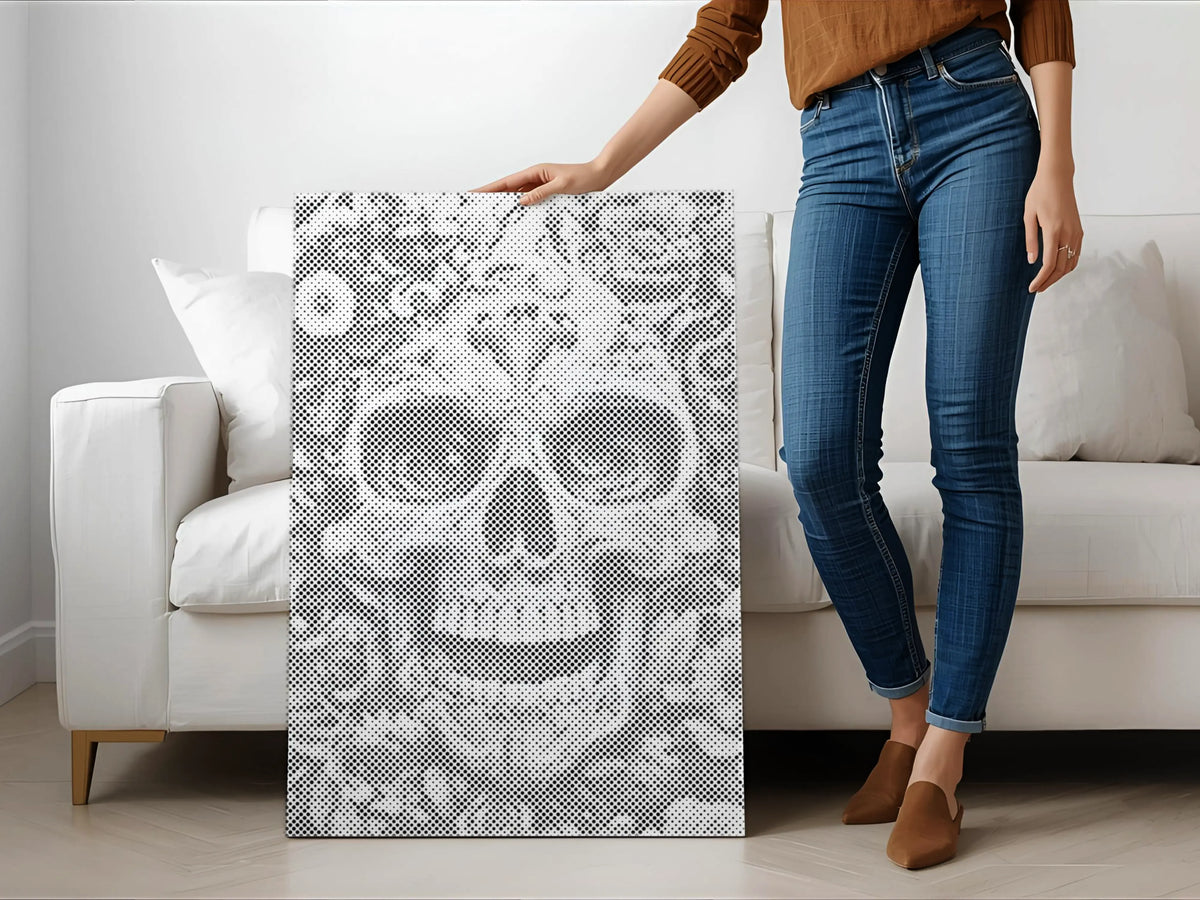 Crâne floral • Peinture par points en œuvre de peinture par points terminée