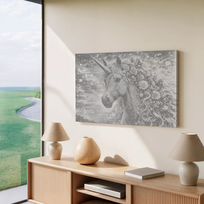 Licorne florale • Peinture par points