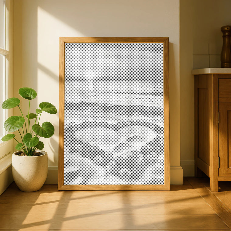 Cœur fleuri sur la plage • Peinture par points – peinture par points
