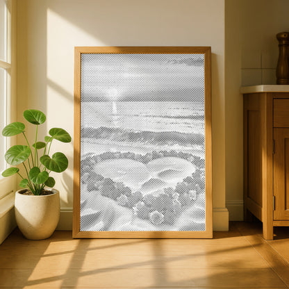 Cœur fleuri sur la plage • Peinture par points