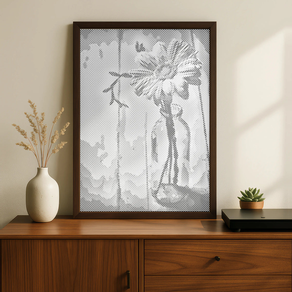Fleur et Botanique Naturelle im Glas Stillleben | Peinture par Points Artisanale Kit Complet en œuvre de peinture par points terminée