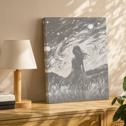Mädchen unter Sternen | Peinture par Points Artisanale Kit Complet