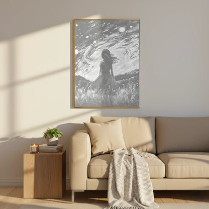 Mädchen unter Sternen | Peinture par Points Artisanale Kit Complet