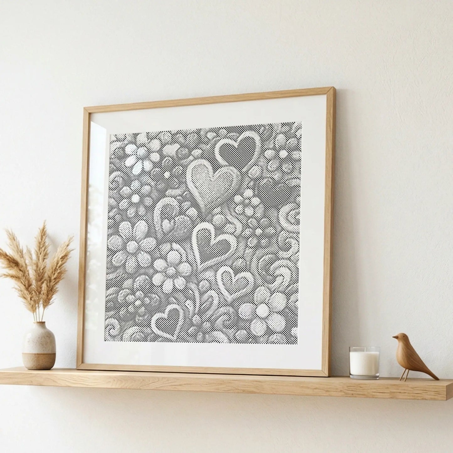 Cœurs et fleurs dessinés • Peinture par points