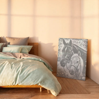 Portrait de chevaux compagnons • Peinture par points