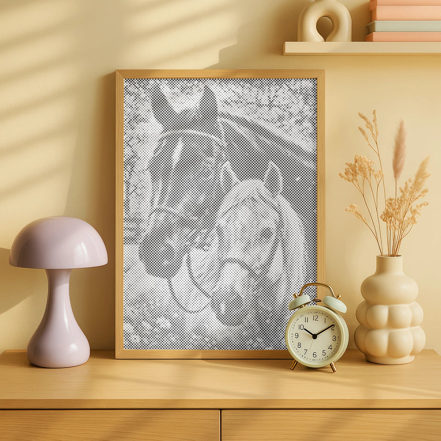 Portrait de chevaux compagnons • Peinture par points
