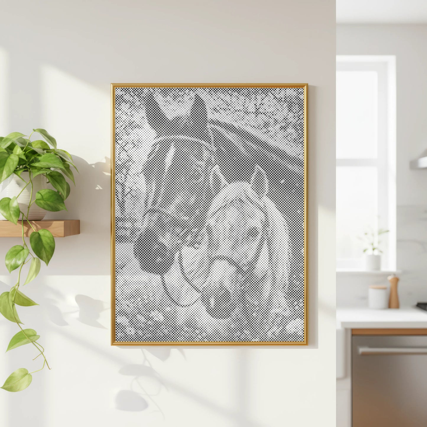 Portrait de chevaux compagnons • Peinture par points