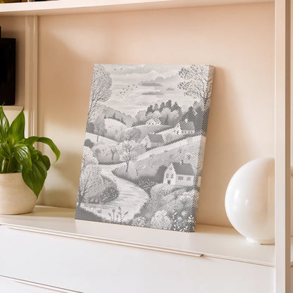 Paysage idyllique avec maisons • Peinture par points