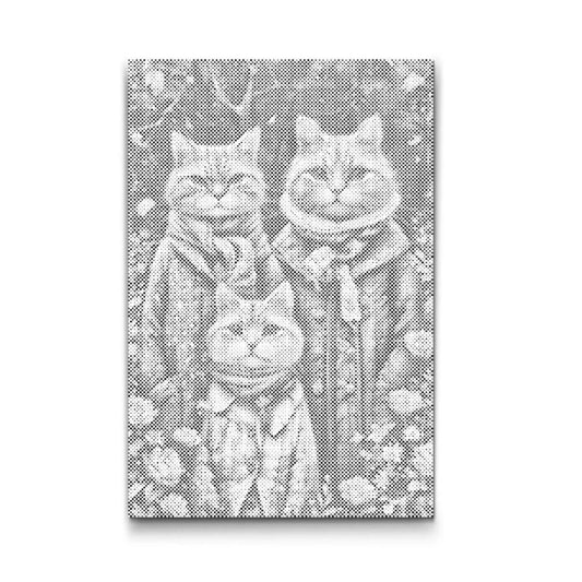 Dot Painting Katzenfamilie – Punktmalerei Tiermotiv mit Katze und Kätzchen