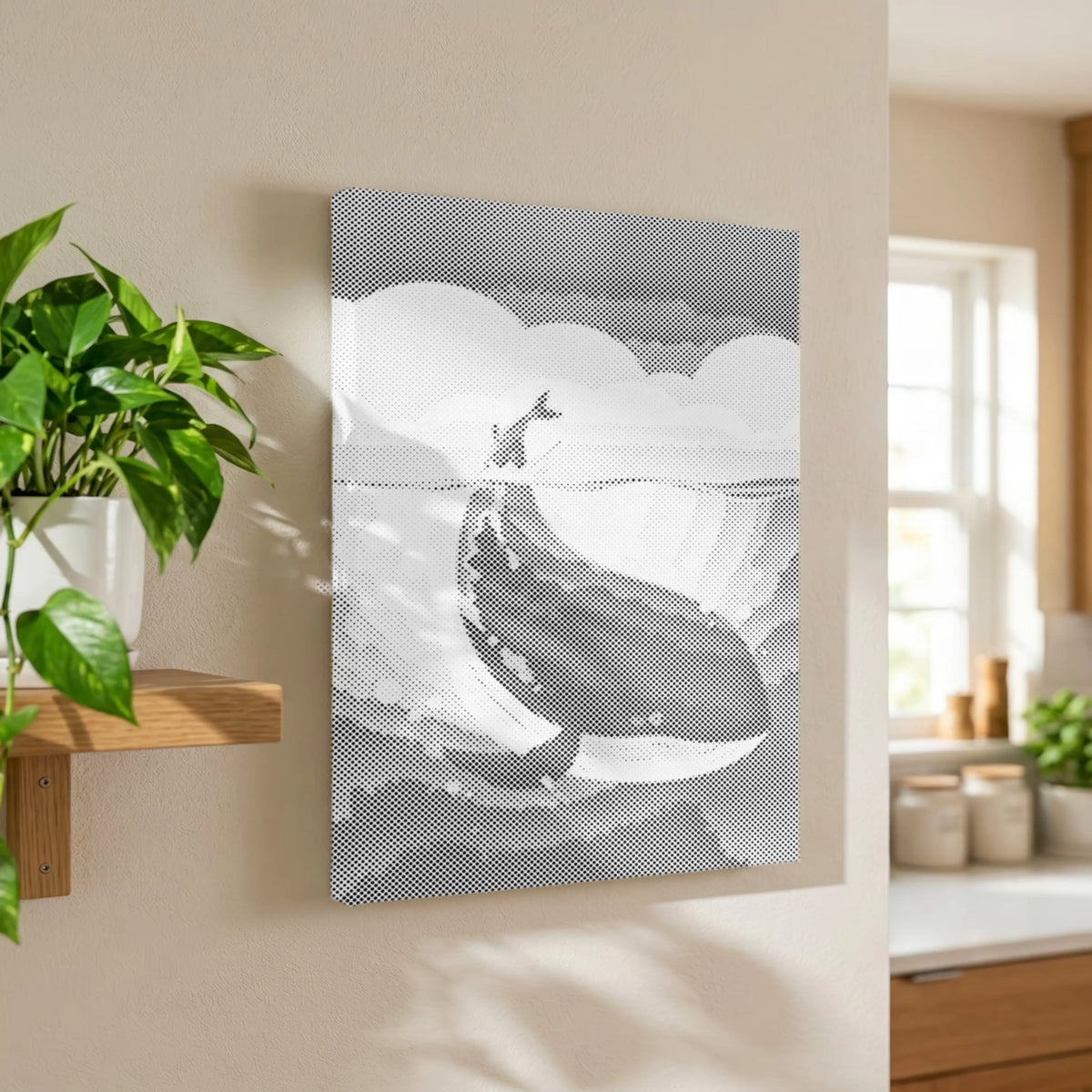 Baleine bondissante dans l’océan • Peinture par points en œuvre de peinture par points terminée