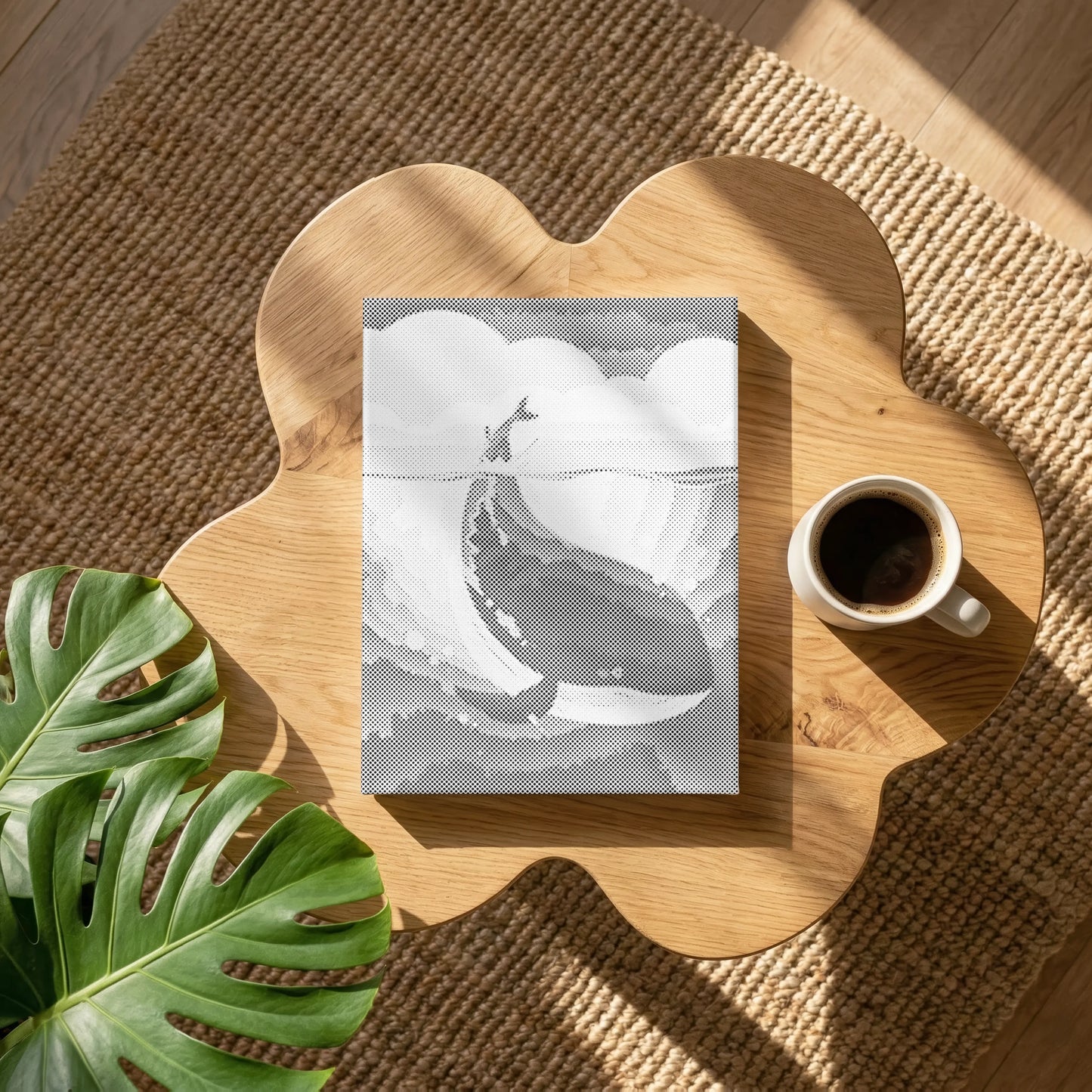 Baleine bondissante dans l’océan • Peinture par points