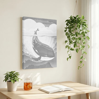 Baleine bondissante dans l’océan • Peinture par points